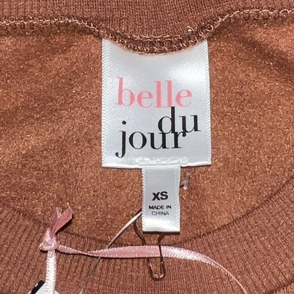 Belle‎ du Jour Women Size XS Block Print Pullover Sweatshirt Brown Paisley Boho - Picture 6 of 11